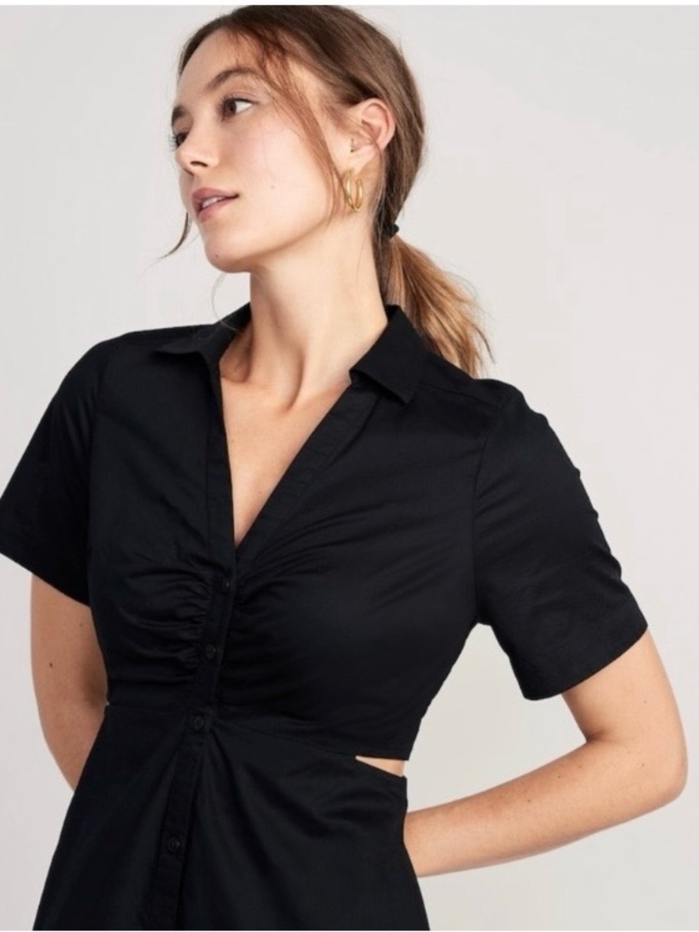 Old Navy Twist Front Midi Shirt Dress, XXL - Picture 2 of 9